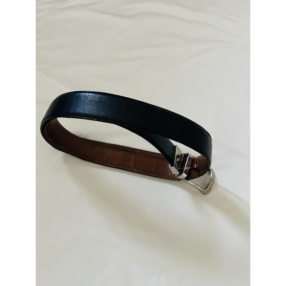 Ermenegildo Zegna Reversible Leather Belt Brown Black Silver Buckle Sz 38 Italy - Picture 2 of 14